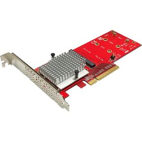 Ableconn PEXM2-130 Dual M.2 PCIe NVMe SSD Adapter Card - PCI Express 3.0 x8 / x16 Support 2X M.2 NGFF (M-Key) PCIe NVMe SSD for Mac & PC (ASMedia ASM2824 Switch) - PCIe NVMe Adapter Dual