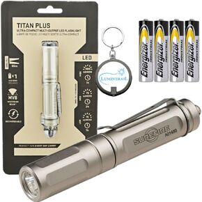 SureFire Titan-B Plus 300 Lumen LED Keychain Flashlight Bundle with 2 Extra Energizer AAA Batteries and Lumintrail Keychain Light