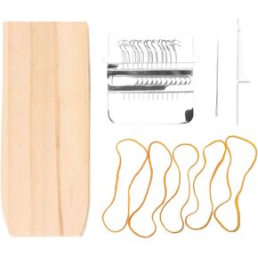Tissting Mini Weaving Loom Kit with Rubber Bands and Wooden Boards，12 Hooks Manual Darning Loom Machine DIY Weaving Repair Tool for Socks Clothes