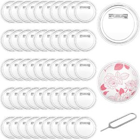 Bonuci 2.4 Inch Acrylic Design Button Badge Clear Button Pins Kit Make Your Own Buttons with Sim Card Removal Tool Picture Buttons Badges Kit for DIY Craft Activities(102 Packs)