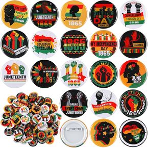 Zeyune 80 Pcs Black History Month Pins Buttons Bulk 1.5 Inch Round African American Badge Pins Juneteenth 1865 Celebrate Freedom Pinback Button Decor for Juneteenth Backpacks Clothes Decorations