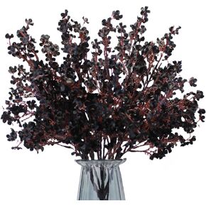 DoubleWood Artificial Black Flowers, 10 Pcs Fake Baby's Breath, Black Faux Flowers for Halloween Home Decor, Gothic Decor, Floral Arrangement, Table Centerpieces (10, Black)