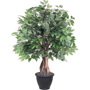 Vickerman 4' Artificial Ficus Extra Full Bush, Gray Plastic Container.
