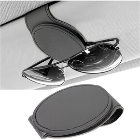 Sunglasses Holders for Car Sun Visor, Magnetic Leather Vehicle Eyeglass Hanger Clip, Automotive Eyeglasses Mount for Gadgets Ticket Card for Women Men, Universal for SUV, Truck, RV（Gray）