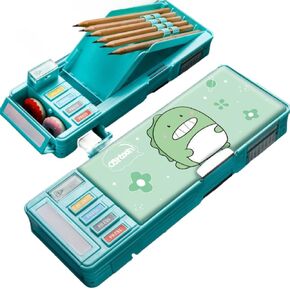 Cute Pop Up Pencil Case With Double Layers for Kids Primary School Students Multifunction Organizer Stationery Pen Pouche