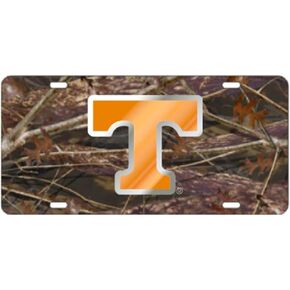 Craftique Tennessee Volunteers Camo w/Orange T Laser Cut License Plate