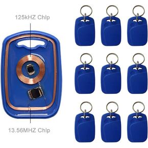 10PCS RFID Dual Frequency Cards 125khz ID/T5577&13.56mhz IC/UID Tags Read Written Dual Chips for Access Control Systems, Attendance Machines, Intelligent Locks, Replicators Clone Label Blue