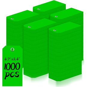 1000 قطعة 4 3/4 بوصة × 2 3/8 بوصة علامات شحن بلاستيكية علامات صفراء قابلة للكتابة علامات تعليق مع ثقب معزز حلقات علامات الأمتعة المقاومة للماء لمعدات قطع غيار السيارات