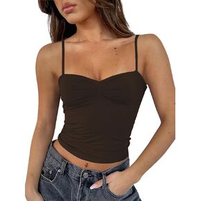 Going Out Tops for Women - Sexy Crop Tank Top Backless Camisole Tops Double Lined Spaghetti Strap Trendy