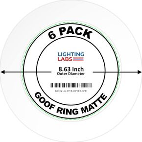 6 Pack Matte White Goof Trim Ring for 8" Inch Recessed Can Lighting Down Light, Outer Diameter 8.6 Inches, Inner Diameter 6.2 Inches