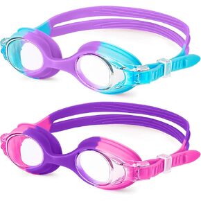 NSSIW Kids Swim-Goggles Swimming-Goggles-for Kids: Kids Goggles Anti Fog Pool Goggles No Leak 2 Pack Ages 3-16