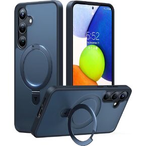 TORRAS Magnetic Stand for Samsung Galaxy S25 Case, [Compatible with MagSafe] [Military Grade Drop Tested] Shockproof Ring Translucent Slim Protective Phone Case for S25 Case Ostand, Black