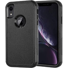 حافظة Co-Goldguard لهاتف iPhone XR، [3 طبقات] [مقاومة للصدمات] [مقاومة للسقوط] حافظة هاتف iPhone XR، حافظة حماية شديدة التحمل لهاتف Apple iPhone XR، 6.1 بوصة (أسود)