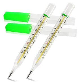 ℃&℉ Mercury Free Thermometer for Armpit 2PCS - Clinical Glass Thermometer for Fever -Classic Non Digital Thermometer for Adults - Accurate Easy Reading by HARIKA LIFE