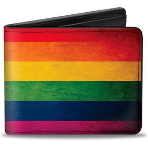 Buckle-Down mens Buckle-down Pu Bifold - Flag Pride Distressed Rainbow Bi Fold Wallet, Multicolor, 4.0 x 3.5 US