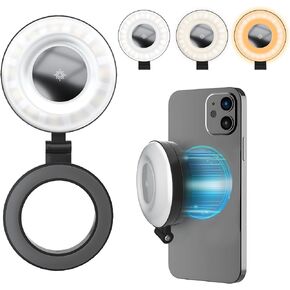 Selfie Light for Phone, Rechargeable Magnetic Fill Light, Adjusted 3 Light Modes 180° Flip Ring Light for Makeup, Video, TikTok, Vlog, Travel Photography, Compatible with iPhone and Android