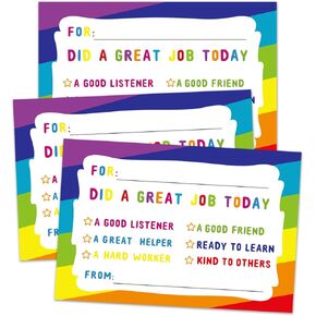 Color Classroom Incentive Cards to Send Home, 50 Cards, Teacher Notes to Parents, Motivational Good Behavior Cards from Teachers, Classroom Teaching Supplies for Preschool, Kindergarten.