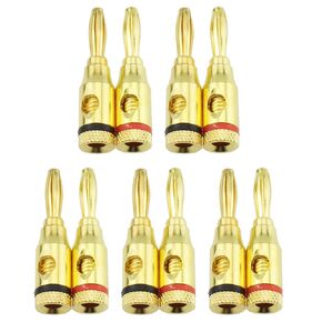 10PCS Plug Connector Gold Plated Speaker Banana Plug Receptacle Speaker Cable Gold Coloured Audio Terminal 40MM/1.57Inch Suitable for Audio and Speaker