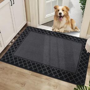 BEQHAUSE Door-Mat Dirt Trapper Entryway Rug Non-Slip Low-Profile Absorbent Indoor Welcome Mat Washable Front Door Mat for Muddy Paws,Entrance,Hallway,20" x 32",Black