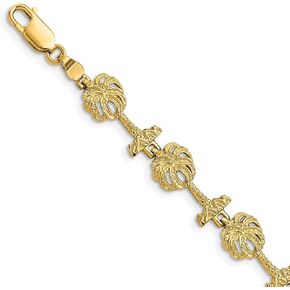 Avariah 14k Yellow Gold Palm Tree Bracelet - 7.25"