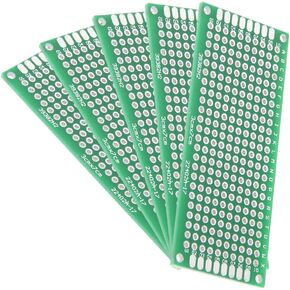 Uxcell 5 قطع 5 × 7 سم لوحة PCB مزدوجة الجوانب لوحة بروتو للدوائر المطبوعة العالمية DIY لمشاريع اللحام الإلكترونية ودائرة اختبار الممارسة