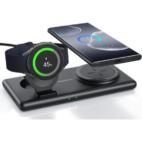 Wireless Charger for Samsung Galaxy S24 Ultra/24/23/22/21, SwanScout 502S, 2 in 1 Wireless Charging Station for Samsung Watch 6/6 Classic/5/5 Pro/4/4/3, Galaxy Buds 2/+/Pro/Live(No Adapter)