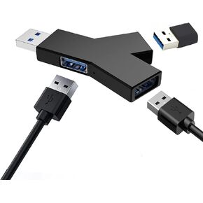 موزع فاصل ثلاثي المنافذ (2 USB 2.0 + 1 USB 3.0)، موزع USB، كمبيوتر محمول صغير مع USB 3.0 لنظام التشغيل Windows XP/Vista/7/8/10، محول USB متوافق للكمبيوتر الشخصي والكمبيوتر المحمول (أسود) in Kuwait