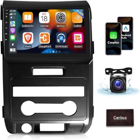 [2G+32G] Android Car Radio for Ford F150 2009-2012, 9 inch Touch Screen F-150 Raptor Car Stereo, Carplay/Android Auto/Hi-Fi/Bluetooth/WiFi + AHD Backup Camera + MIC