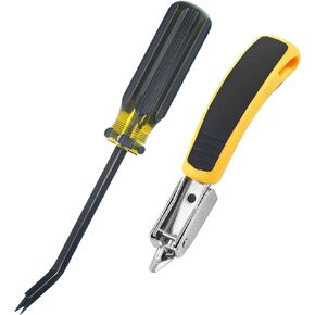 Staple Remover Heavy Duty Tack Puller with Double Pronged Head, Industrial Staple Remover Upholstery Tool for Furniture, Floor, Carpet, Carton (Black Handle)
