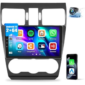 [2+64G] ستيريو سيارة Android 13 لسيارة Subaru Forester Impreza WRX STi 2016-2018 مع Carplay&Android Auto، راديو سيارة بشاشة تعمل باللمس 9 بوصة مع وصلة مرآة GPS WiFi Bluetooth FM/RDS SWC HiFi+كاميرا احتياطية in Kuwait