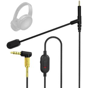 QC35 Boom Microphone with Mute and Volume Control Compatible with Bose QC25, QC35 II, QC35, QC45, NC700 Gaming Headphones (6ft)