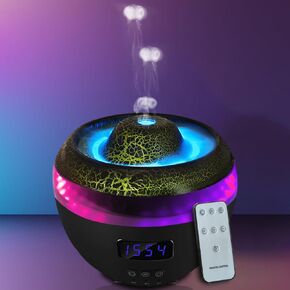 Volcano Essential Oil Diffusers for Home with R/C,300ml Pickup Rhythm Recognition Flame Aromatherapy Diffuser,Cool Mist Humidifier with Alarm Clock RGB Color Changing& 2 Mist Modes for Esports