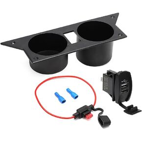 Water Cup Holder for 3rd Third Gen Chevrolet Camaro 1982-1992, Upgraded USB Charger Alloy Steel Cup Holder Insert for Camaro for Center Console Black