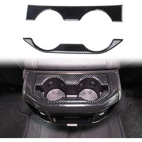 Korlot Carbon Fiber Inner Rear Cup Holder Trim Cover Panel For Dodge Ram 1500 2500 3500 2019+