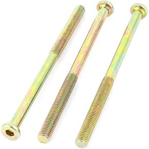 uxcell M8 x 130mm Threaded Hex Socket Head Cap Screws Bolts Bronze Tone 3 Pcs