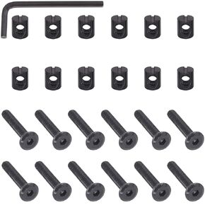 M6 x 65mm 24PCS Black Zinc Plated Hex Socket Cap Bolts Crib Bolts and Barrel Nuts Cross Dowel Replacement for Crib Cots Beds Chair Table Desk Furniture