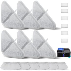 12 Pack Filters Replacements for Automatic Pet Fountains，230oz/7L Dog Multiple Filtration Dog dispensor，Filtration System Pet Fountain Filters Replacement (12 Filter+12 Mesh Bag+12 Sponge)