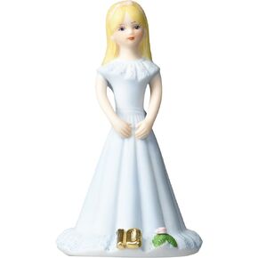 Enesco Growing Up Girls “Blonde Age 10" Porcelain Figurine, 5.5", Blue,pink