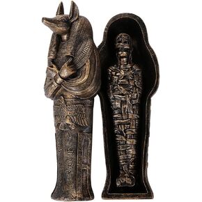 Pacific Giftware Ancient Egyptian Artifact Collectible God of Underworld Anubis Sarcophagus Coffin w/Mummy Insert Figurine 5.5 Inch L