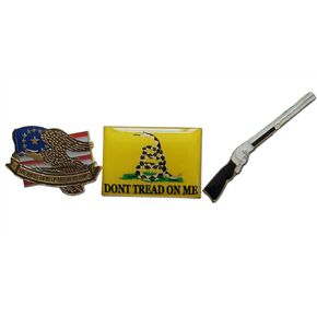 Patriotic American Right to Bear Arms 3-Piece Lapel or Hat Pin & Tie Tack Set with Clutch Back by Novel Merk