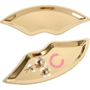 Beavorty Lip Jewelry Tray Vanity Silicone Tray Mold Metal Jewelry Plate Ring Dish Towel Tray Lip Shaped Jewelry Tray Fruit Trays Trinket Plate 430 Stainless Steel Korean Student Food Plate