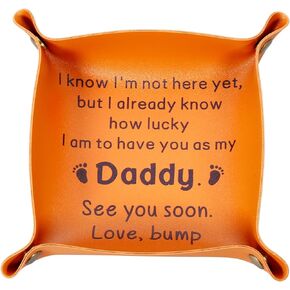 New Dad Gifts for First Fathers Day from Daughter Son Husband Gift from Wife 1st Time Dad Gifts for Dad to Be Daddy to Be Soon to Be Dad Leather Tray New Parents Expecting Dad Birthday