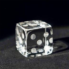 QFkris 6 Sided Standard Dices with Moon&Sun, 2inch Clear Smooth Edge Glass Dice Paperweight for Photography Magic Shows Art Props