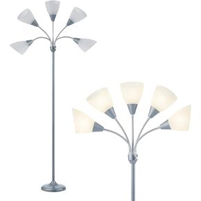HonoDing Medusa Floor Lamps Standing Lamps 5 Heads Adjustable Reading Light Large Shade Use E26 A19 Bulb Floor Lamps for Living Room Bedroom (Black)