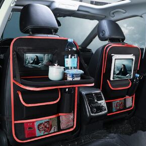 Tumecos Car Seat Back Organizer Back Seat Organizers and Storage 2 Pack with Touch Screen Tablet Holder Kick Mats Back Seat Protector (black)