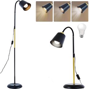 AoMck Gooseneck Floor Lamp Industrial Adjustable Floor Lamp Reading Lamp Standing Floor Lamp for Bedroom Living Room with Adjustable Bendable 2 in 1 Small Arc Corner Floor Reading Table Lamps (Black)