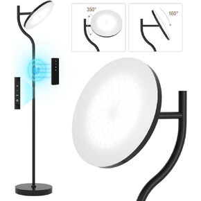 PESRAE 36W/3600LM LED Torchiere مصباح قائم فائق السطوع لغرفة المعيشة، مصباح طويل قابل للتدوير مع جهاز تحكم عن بعد، درجات حرارة اللون بدون خطوات ومصابيح أرضية خافتة لمكتب غرفة النوم in Kuwait