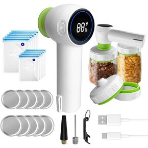 Versatile Electric Vacuum Sealer Kit for Wide Mouth, Regular Mouth Mason Jars, vacuum seal bags, and vacuum seal containers