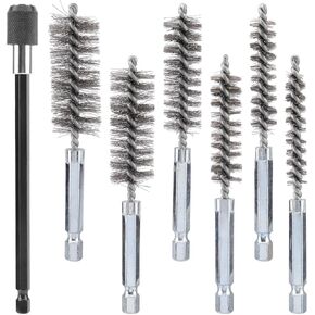 7pcs Bore Brush for Drill,Bore Brush,Different Sizes Tool Twisted Wire Bore Brush Set ,Stainless Steel Home Pipe for Ports, Pipes, Bearings, Cylinders Or Other Tight Places in Kuwait