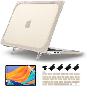 حافظة DONGKE لجهاز MacBook Pro 13 بوصة 2023 2022 2021 2020 A2338 M2 M1 A2289 A2251 مع شريط اللمس ومعرف اللمس، هيكل صلب من البلاستيك المتين المقاوم للصدمات مع مسند قابل للطي، رمادي لافندر in Kuwait